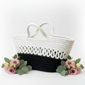 Black white rope bag side fixed
