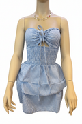 Blue Gingham Peplum Dress — Sfondo Rimosso