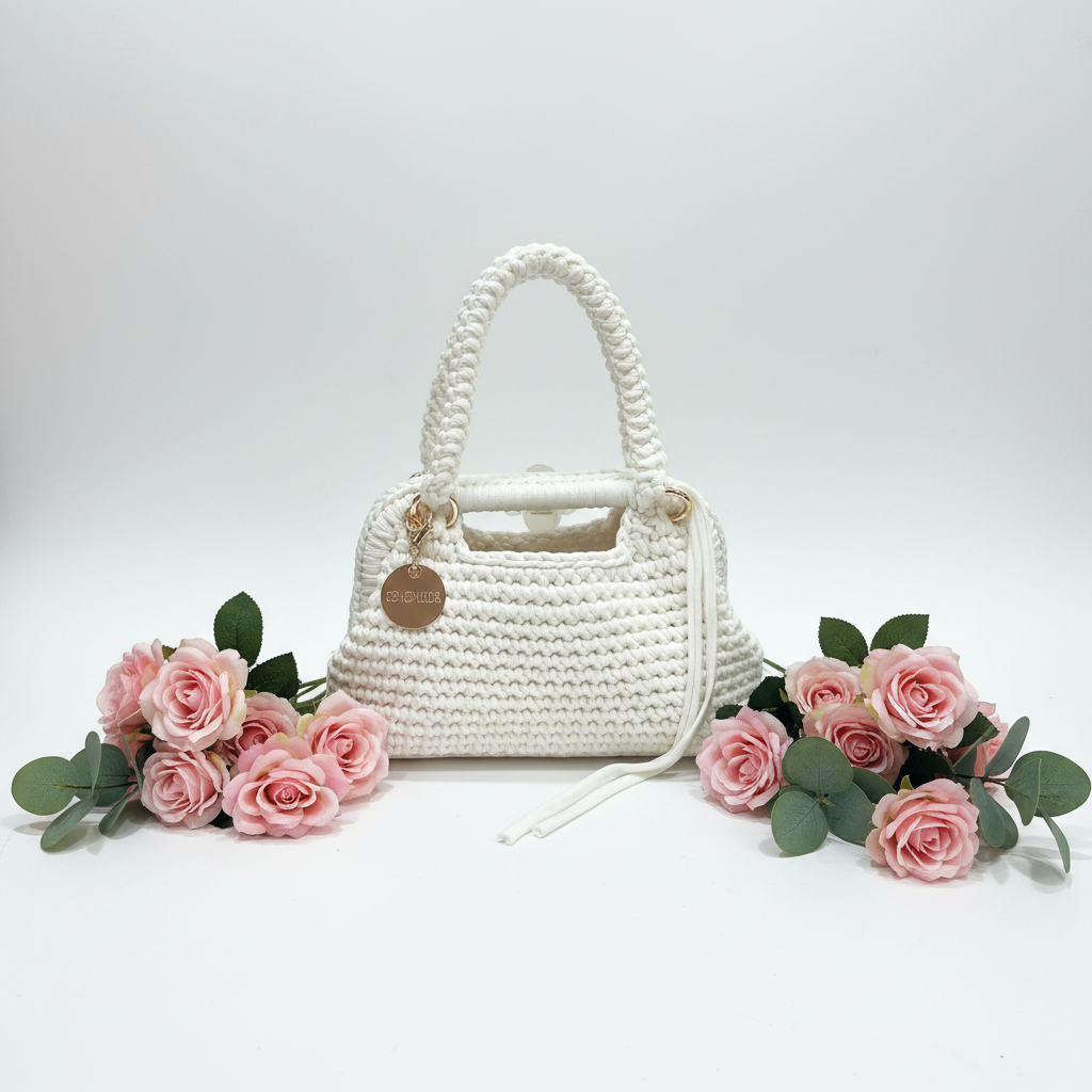 Borsa crochet bianca - frontale