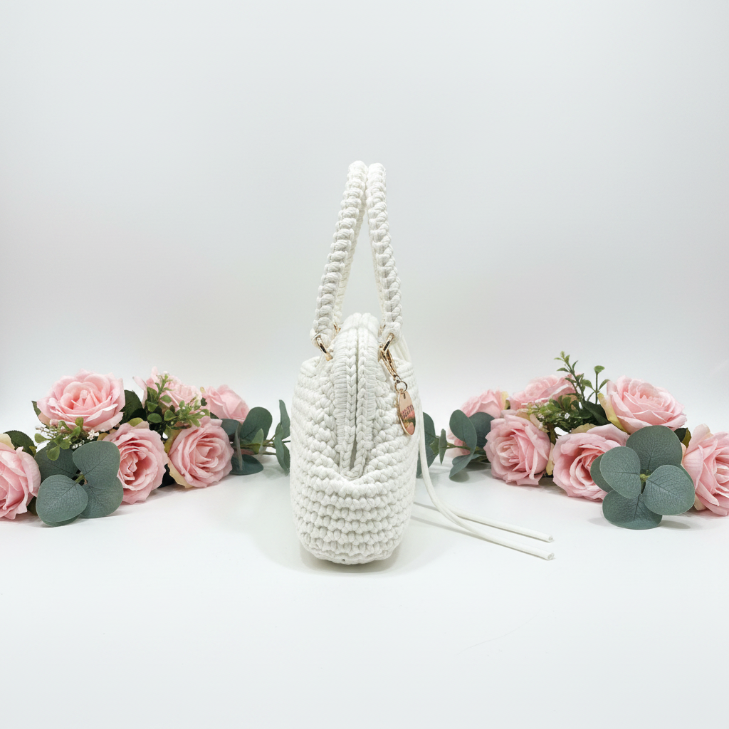 Borsa crochet bianca - laterale