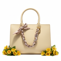 Borsa gialla con nastro rosa originale