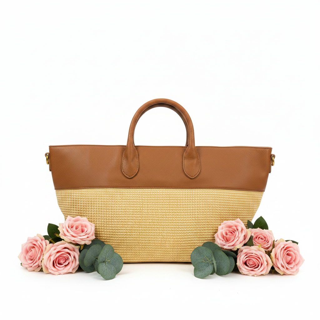 Borsa marrone rafia - senza charm