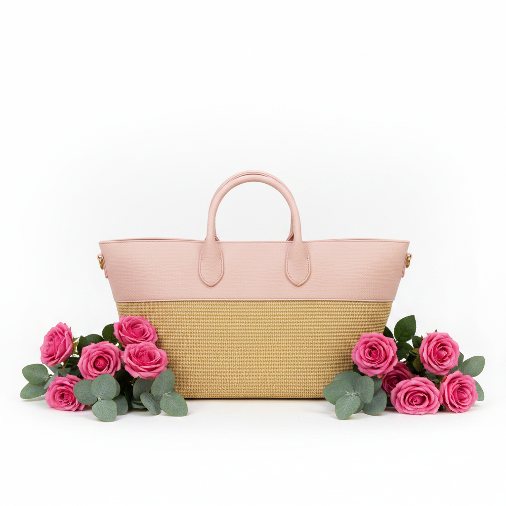 Borsa rosa rafia - senza tavolo
