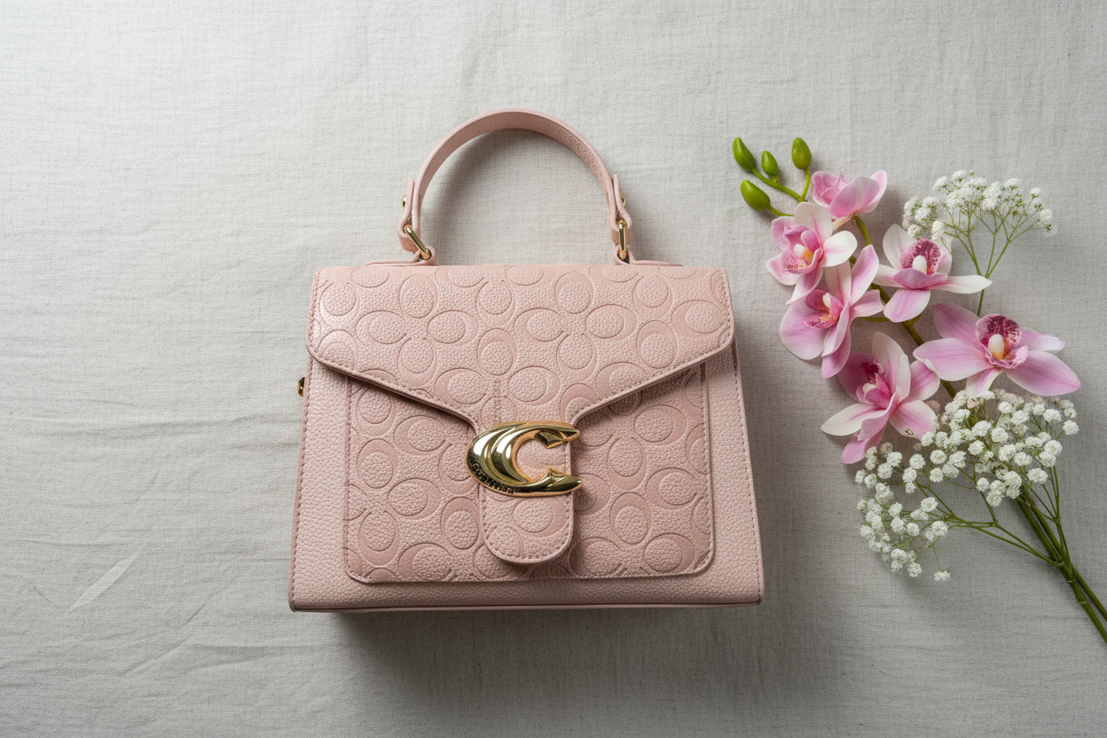 Borsa rosa trasformata con stile fotografico professionale
