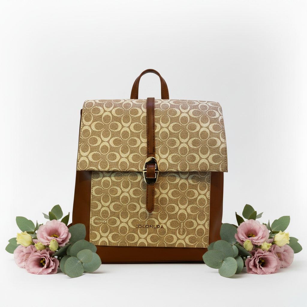 Coconuda beige monogram backpack front