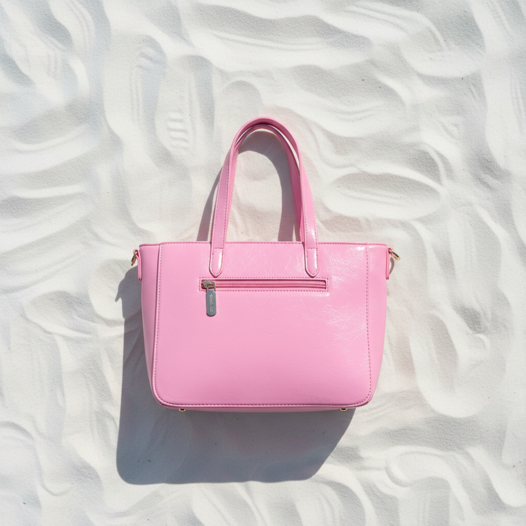 Coconuda Shopper Rosa Occhielli Retro – White Sand Flat Lay