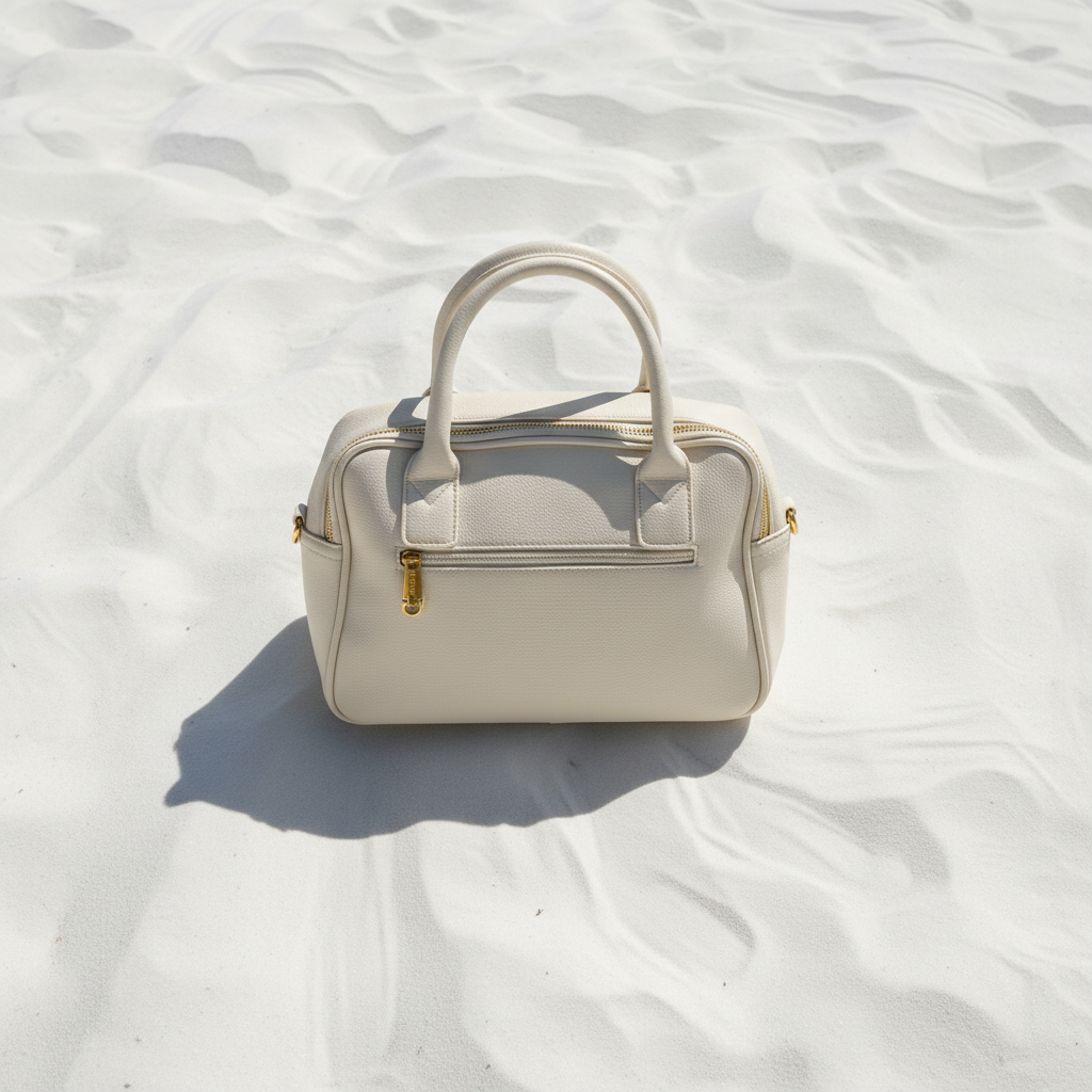 Coveri Collection Mini Boston Avorio – White Sand Flat Lay