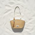 Coveri Collection Shopper Rafia – White Sand Flat Lay