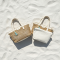 Coveri Collection Tote + Pochette Set – White Sand Flat Lay