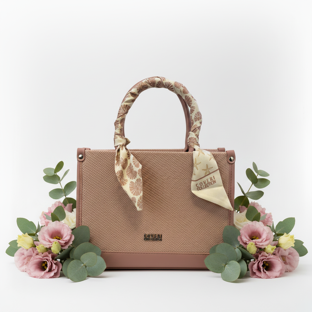Coveri pink raffia bag front