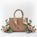Coveri pink raffia bag front
