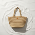 Coveri Shopper Rafia Bicolor Fronte – White Sand Flat Lay