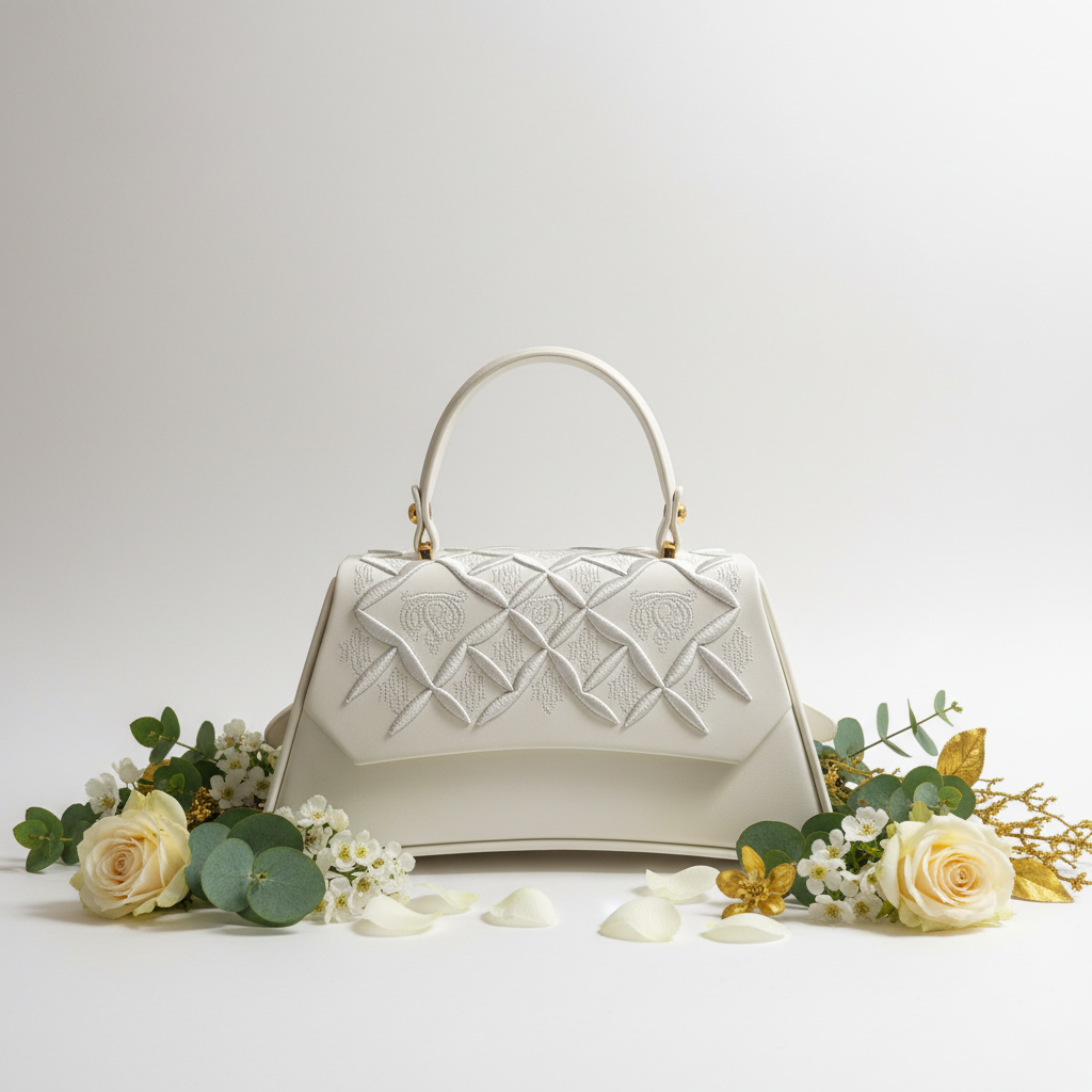 COVERIWORLD White Quilted Bag Back View White Background