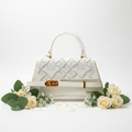 COVERIWORLD White Quilted Bag White Background
