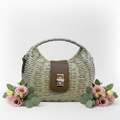 Cream raffia hobo bag front