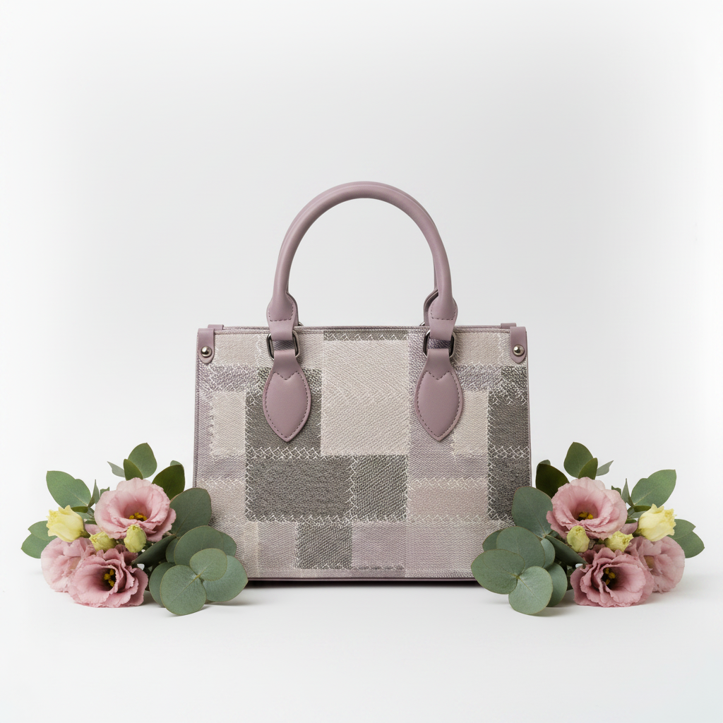 Lilac checkered bag back