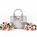 Lilac checkered bag front