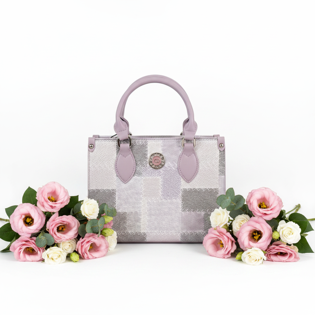 Lilac checkered bag front