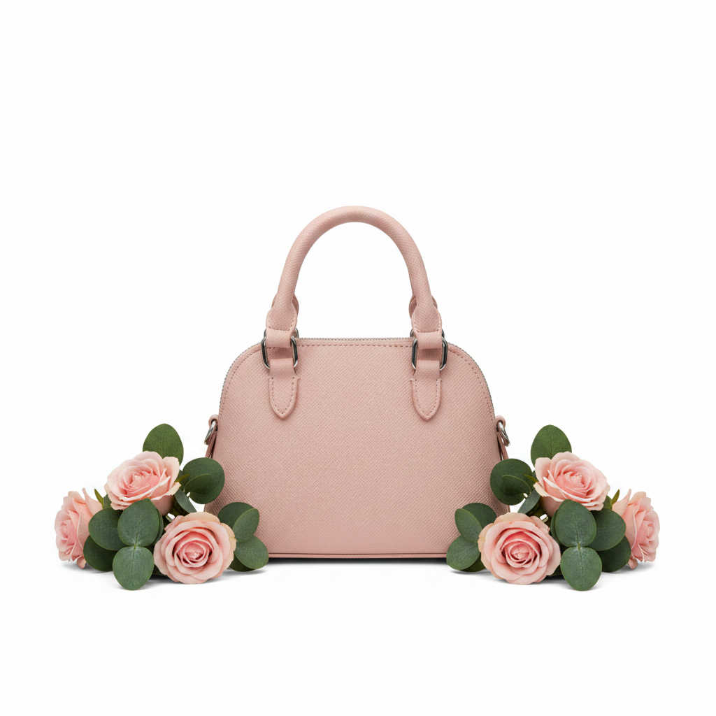 Mini bag rosa - posteriore sfondo bianco
