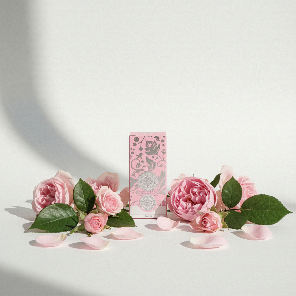 Pink Perfume White Background