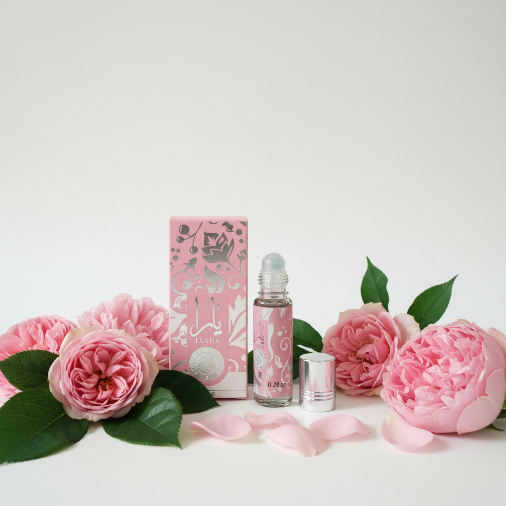 Pink Roll-on Perfume Open White Background
