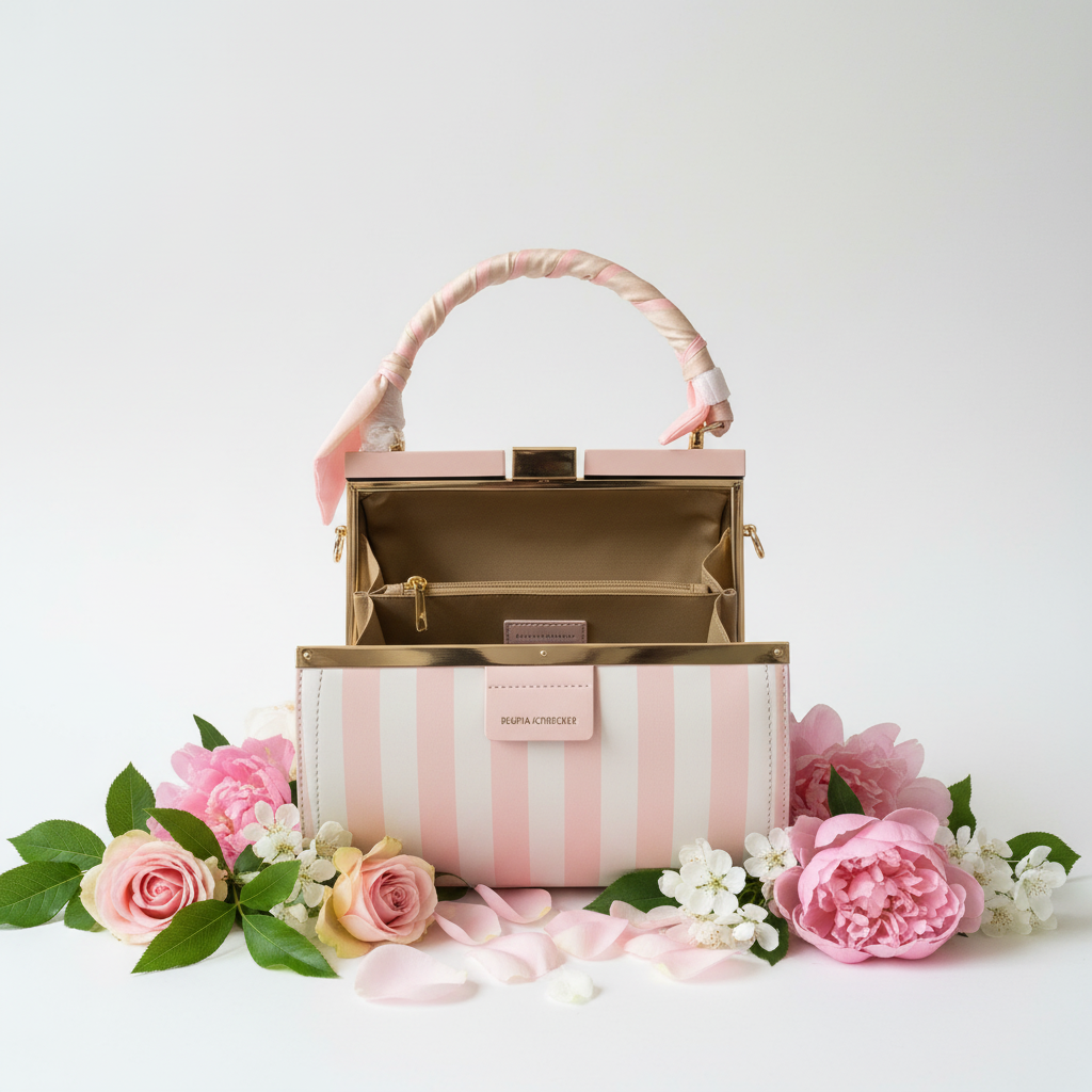 REGINA SCHRECKER Striped Bag Open White Background