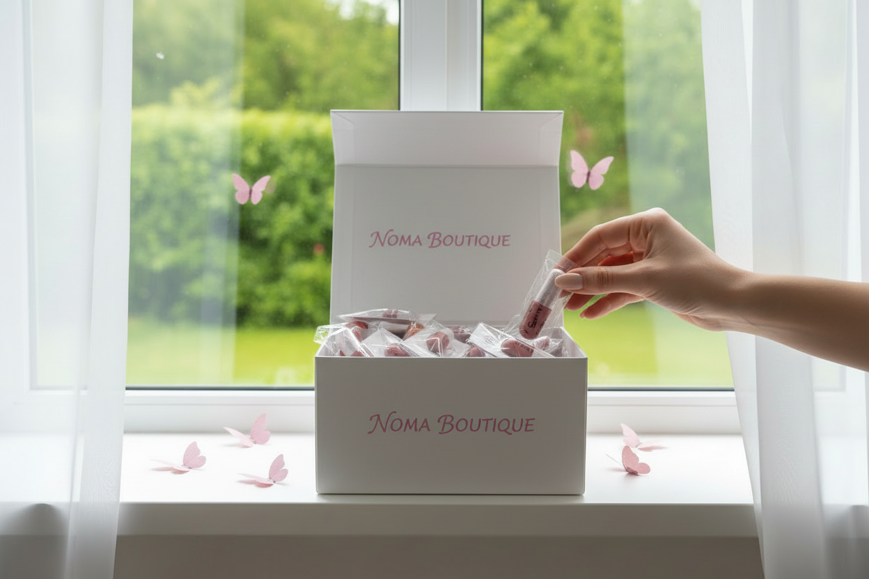 Scatola NOMA BOUTIQUE con mano naturale e scritta singola