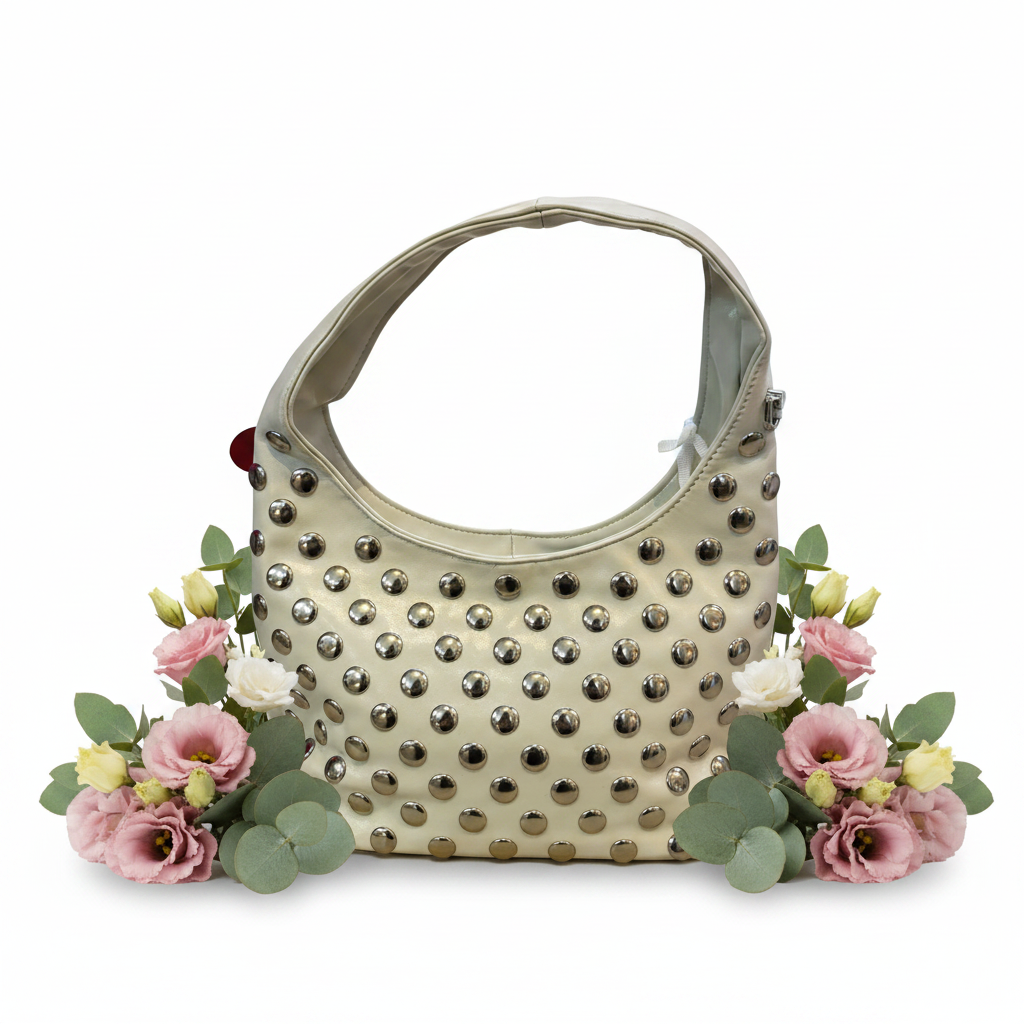 Studded hobo bag front