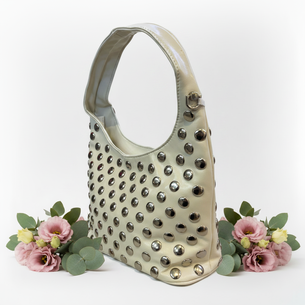 Studded hobo bag side