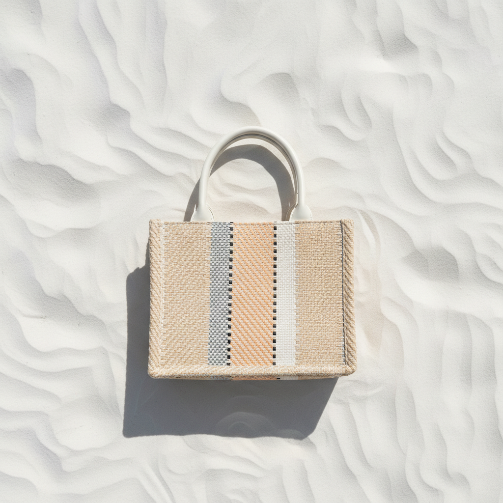 Tote Rafia Pesca Avorio Fronte – White Sand Flat Lay