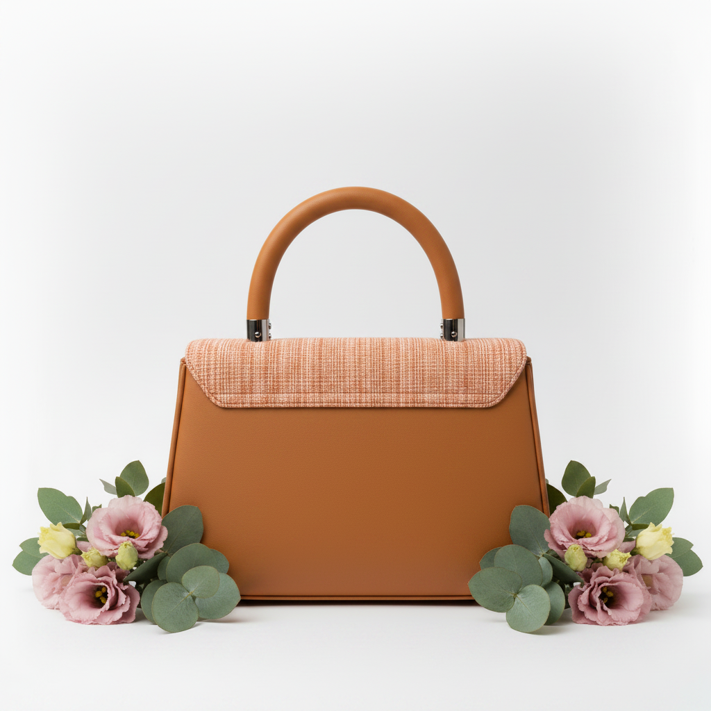 Tweed flap bag back