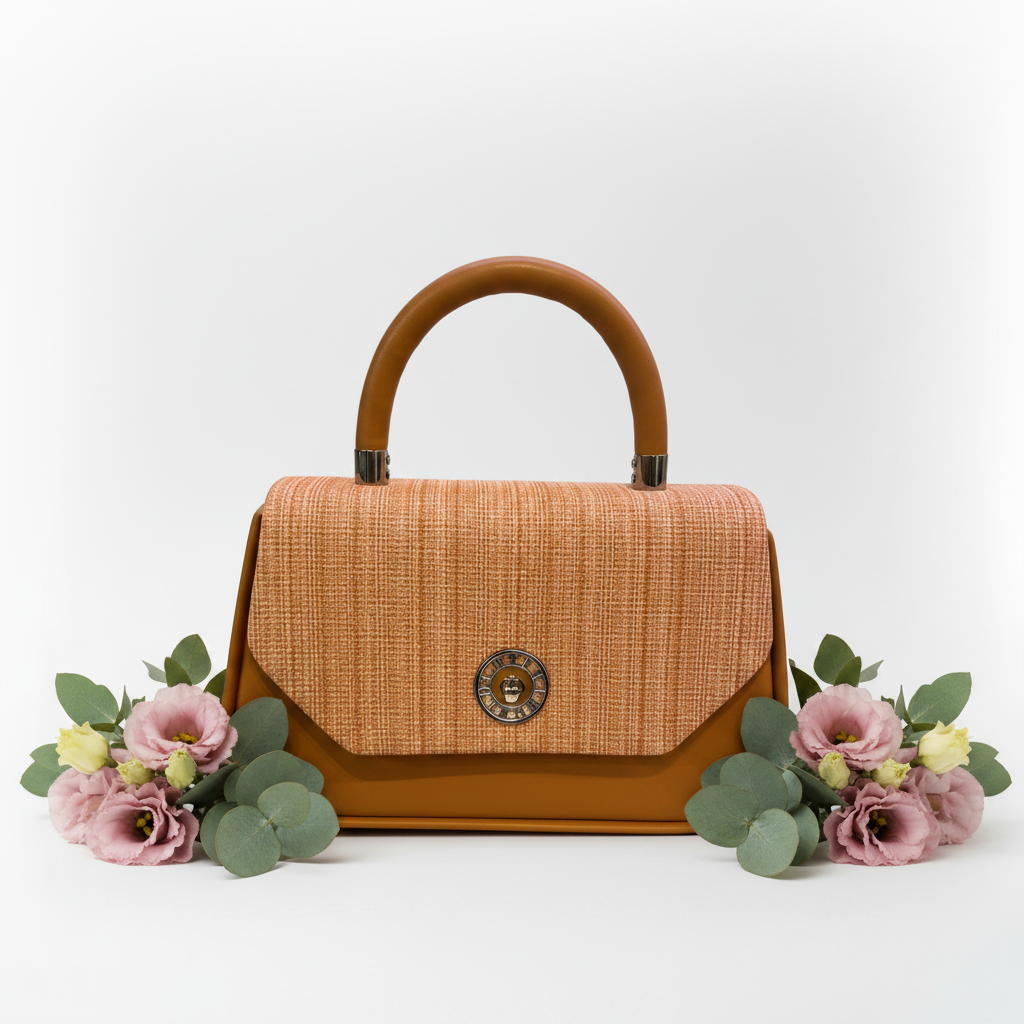 Tweed flap bag front