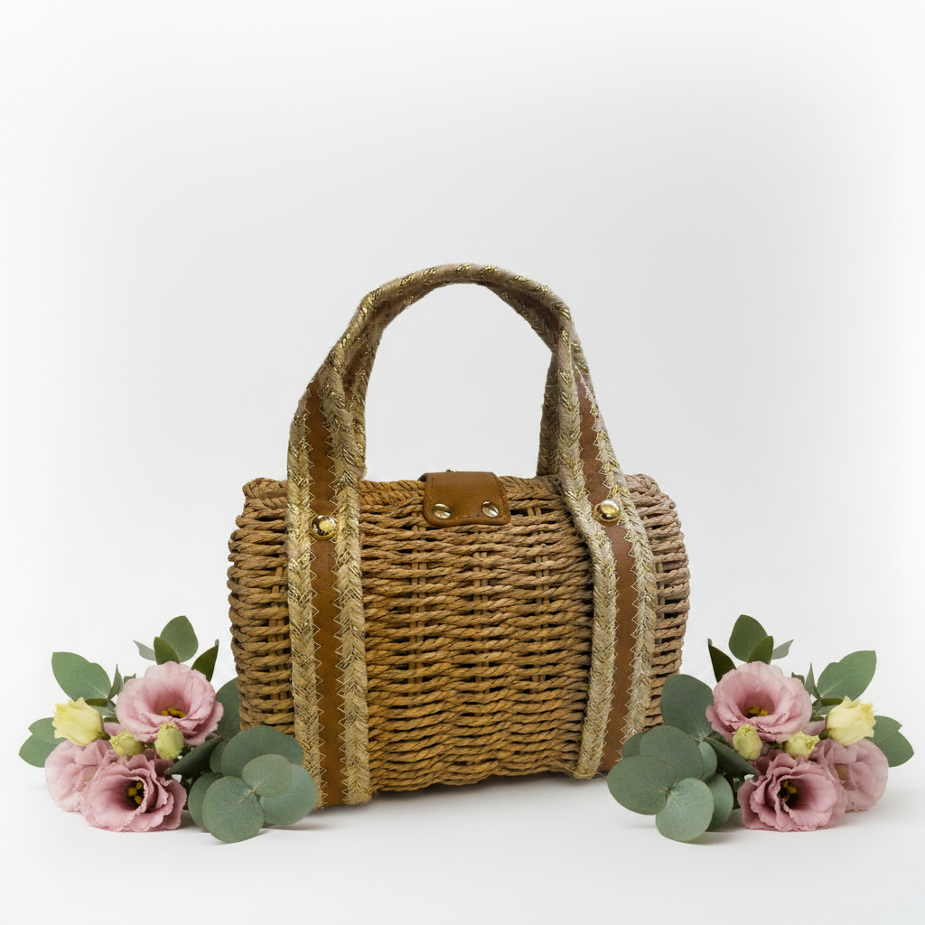 Wicker barrel bag back