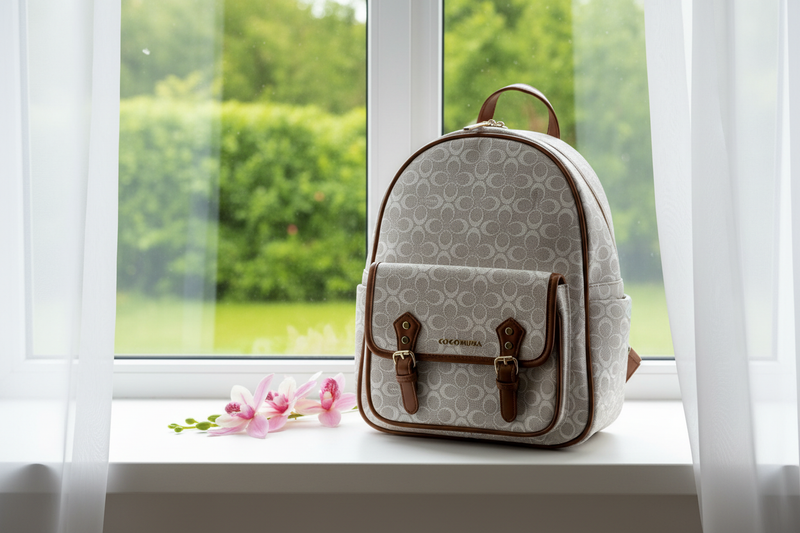 Zaino Coach vicino alla finestra con luce primaverile